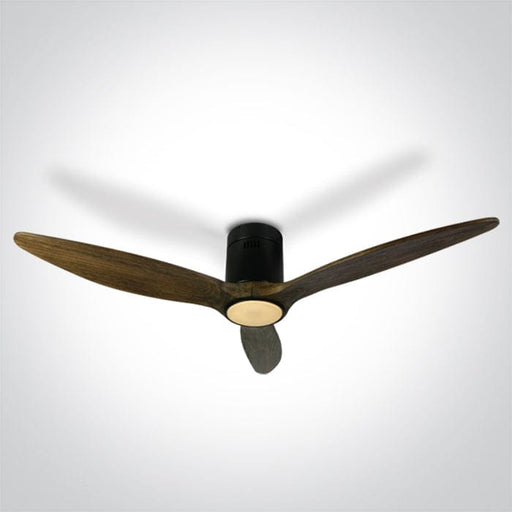 Ceiling mounted fan complete with dark wood blades. One Light. 6312DC/B/V