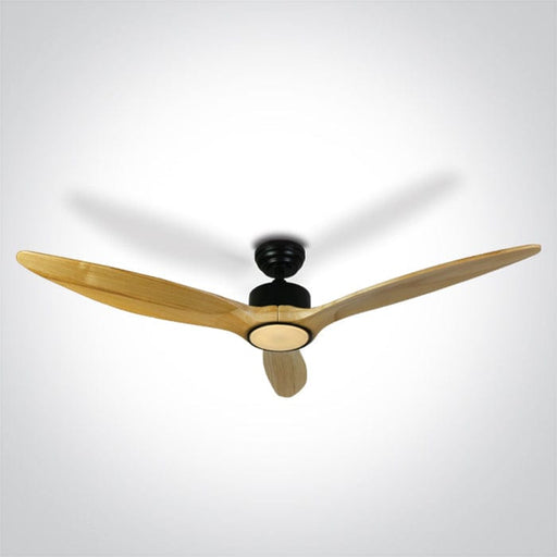 Rod mounted ceiling fan complete with light wood blades. One Light. 6312L/B/V