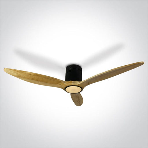 Ceiling mounted fan complete with light wood blades. One Light. 6312LC/B/V