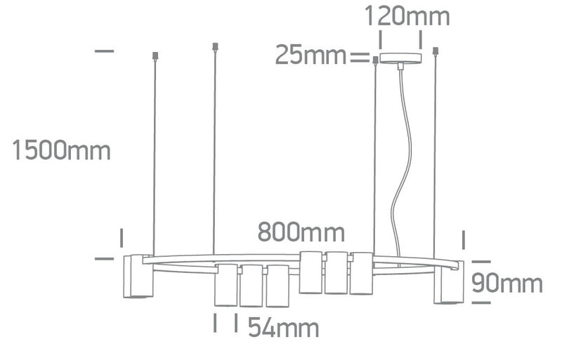 63146C/BBS BRUSHED BRASS PENDANT GU10 10x7W IP20 100-240V