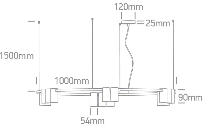 63146D/BBS BRUSHED BRASS PENDANT GU10 15x7W IP20 100-240V