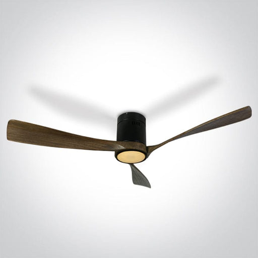 Ceiling mounted fan complete with dark wood blades. One Light. 6314DC/B/V