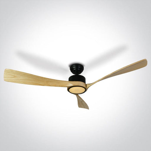 Rod mounted ceiling fan complete with light wood blades. One Light. 6314L/B/V