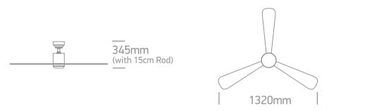 6320/B/V: IP54 32W Rod mounted ceiling fan complete with 22W CCT Variable LED and black ABS blades.  6 Speeds and Winter reverse mode.  Complete with remote control, 15cm and 30cm ceiling rods.  Complies with EN60598-1 and any other specific standards..
