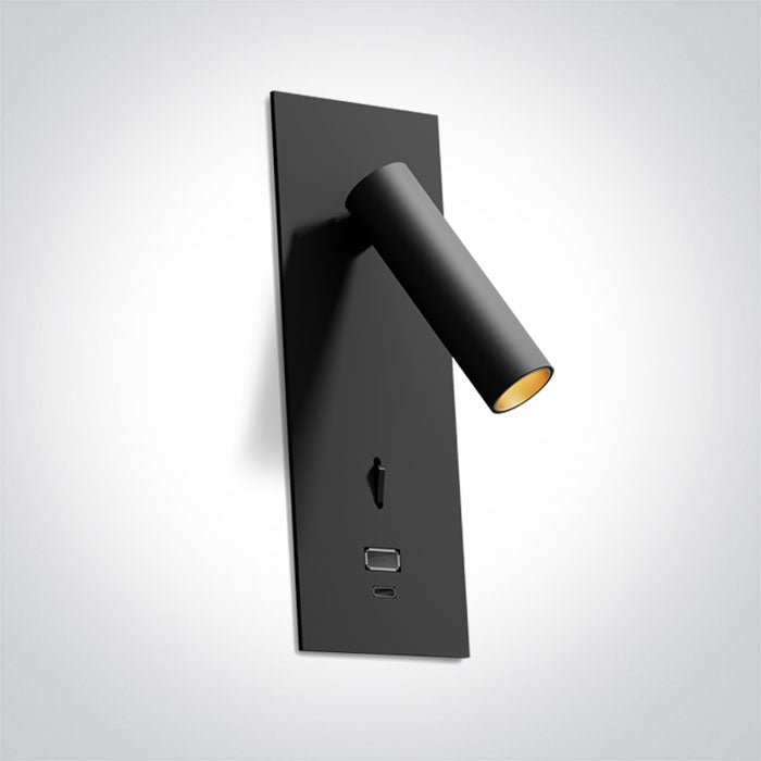 65746RA/B/W BLACK RECESSED SPOT 3W WW IP20 USB + TYPE C 230V