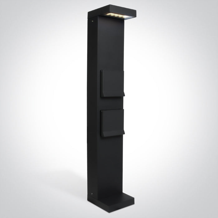 ANTHRACITE BOLLARD 70cm 8W CW IP65 230V 2x SCHUKO 1000w each One Light 67508B/AN/C