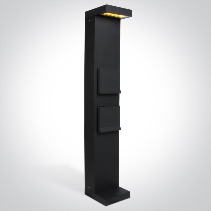 ANTHRACITE BOLLARD 70cm 8W WW IP65 230V 2x SCHUKO 1000w each One Light 67508B/AN/W