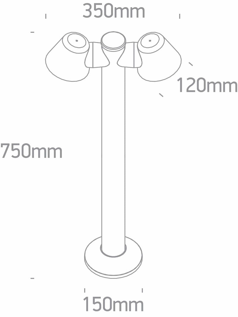 Anthracite 2x6W  GU10 Bollard, IP65  67534C/AN