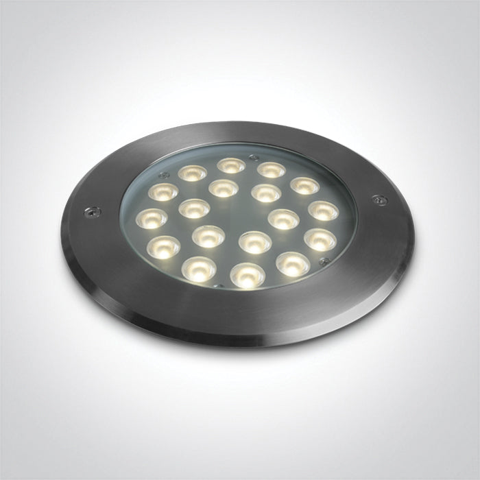 69076D/W: 18x1W LED inground. IP67, stainless steel 316L and die cast aluminium body.   Requires 24V DC driver.   ... Available in Stainless Steel