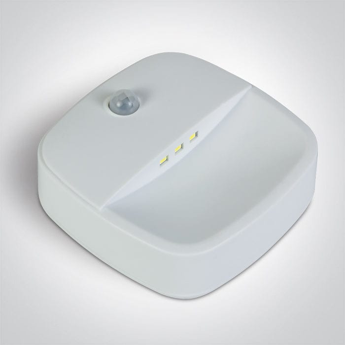 Wall mounted battery operated light with integrated motion sensor. One Light. 70044