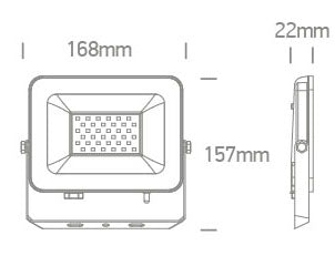7028CB/B/V: 30W DOB LED CCT Variable floodlight with adjustable mounting bracket.  IP65 rated for outdoor use. ..