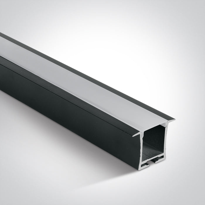 7912R/B BLACK RECESSED PROFILE 2m + PC OPAL DIFFUSER
