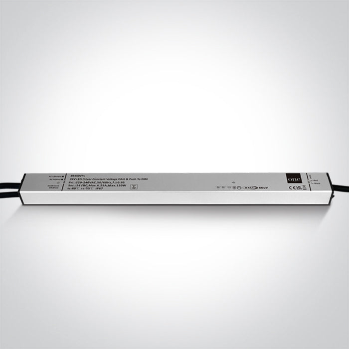 DALI & PUSH TO DIM DIMMABLE DRIVER 24V DC 15-150W IP67 230V One Light 89150VPL