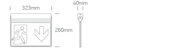 89414/W: 1W LED Wall and ceiling 3-Hour Emergency Exit sign, IP20.  Supplied with battery, self-test and four stickers.  Can be used in Maintained & Non-Maintained modes.  ..