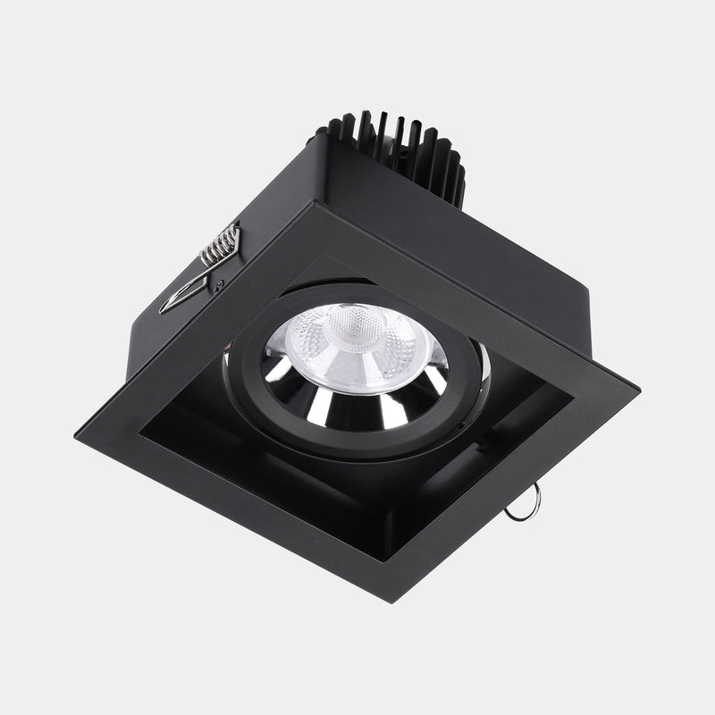 AU11-18V9F1BB60, DOWNLIGHT MULTIDIR EVO SMALL SINGLE RECESSED TRIM 17.3W LED WARM-WHITE 2700K CRI, Black, Transparent