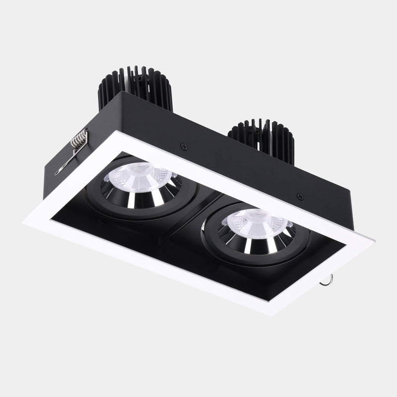 AU19-33W9F1BB14, DOWNLIGHT MULTIDIR EVO BIG DOUBLE RECESSED TRIM 60.6W LED WARM-WHITE 3000K CRI 9, White, Transparent