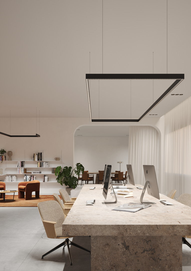 BB27-29X9NMDS60, LINEAR LIGHTING SYSTEM INFINITE SLIM STARTER LEFT SQUARE PENDANT 28.7W LED NEUTR, Black, Matt black