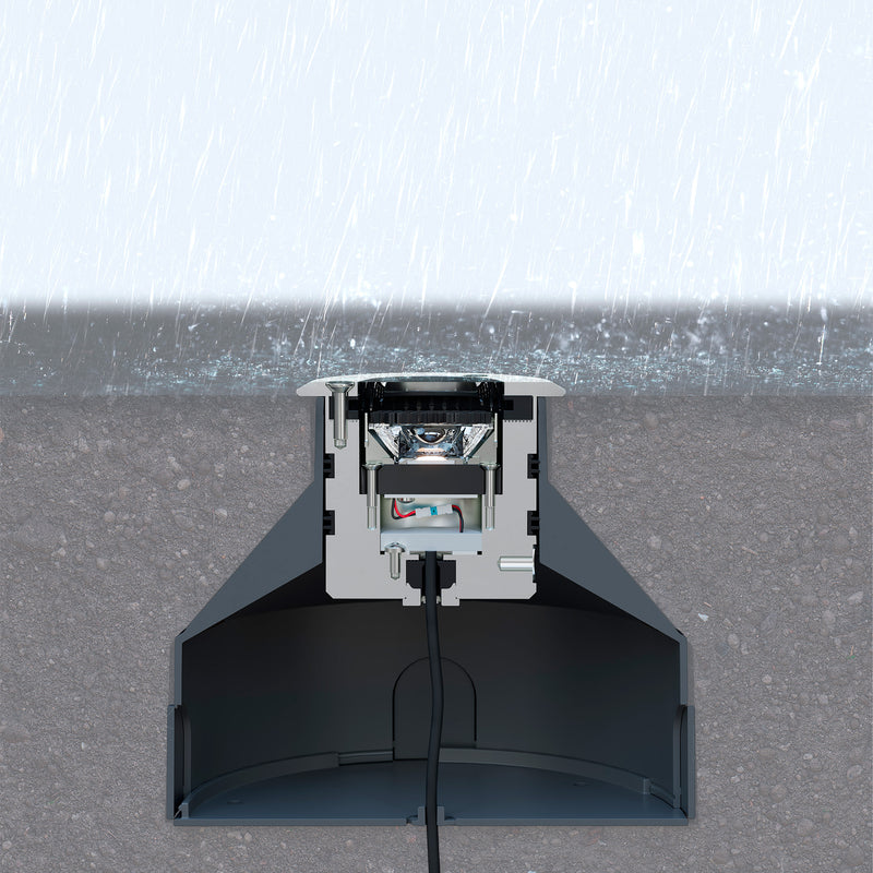 BJ16-12X9R2BBCA, RECESSED UPLIGHTING IP66-IP68 (5M) ARO BIG Ø100 LED 13.2W LED WARM-WHITE 400, AISI 316 stainless steel, Transparent