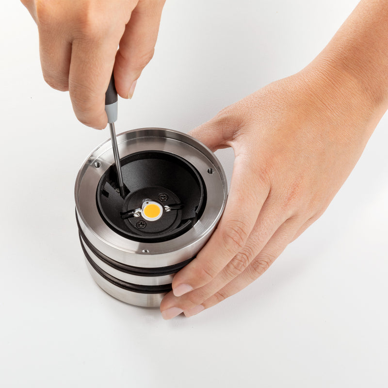 BJ16-12X9R2BBCA, RECESSED UPLIGHTING IP66-IP68 (5M) ARO BIG Ø100 LED 13.2W LED WARM-WHITE 400, AISI 316 stainless steel, Transparent