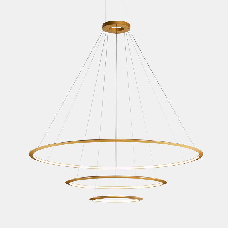 Circular Inward 3 Rings (ø3000 ø2000 ø1200) Pendant | 381.0W 3000K CRI92 | Gold | CD4G-00W9AZOSEF