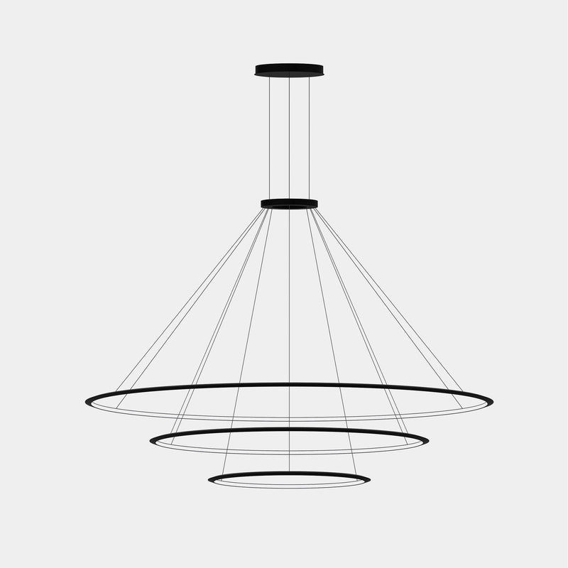 Circular Inward 3 Rings (ø2000 ø1200 ø600) Pendant | 234.0W 3000K CRI92 | Black | CD4H-00W9AZOS05