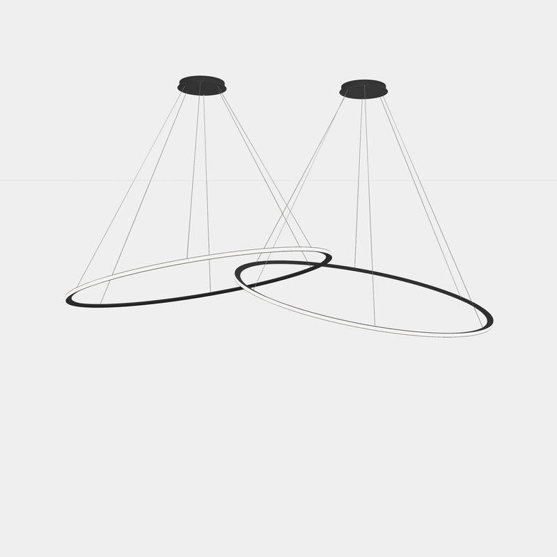 Circular Outward 2 Rings ø2000 Horitzontal Pendant | 258.0W 4000K CRI92 | Black | CF4P-00X9AZOS05