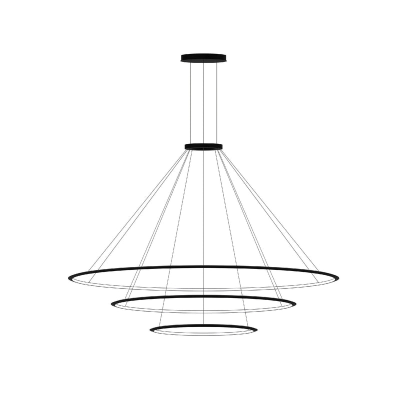 Circular Downward 3 Rings (ø2000 ø1200 ø600) Pendant | 190.0W 3000K CRI92 | Black | CS4H-00W9AZOS05