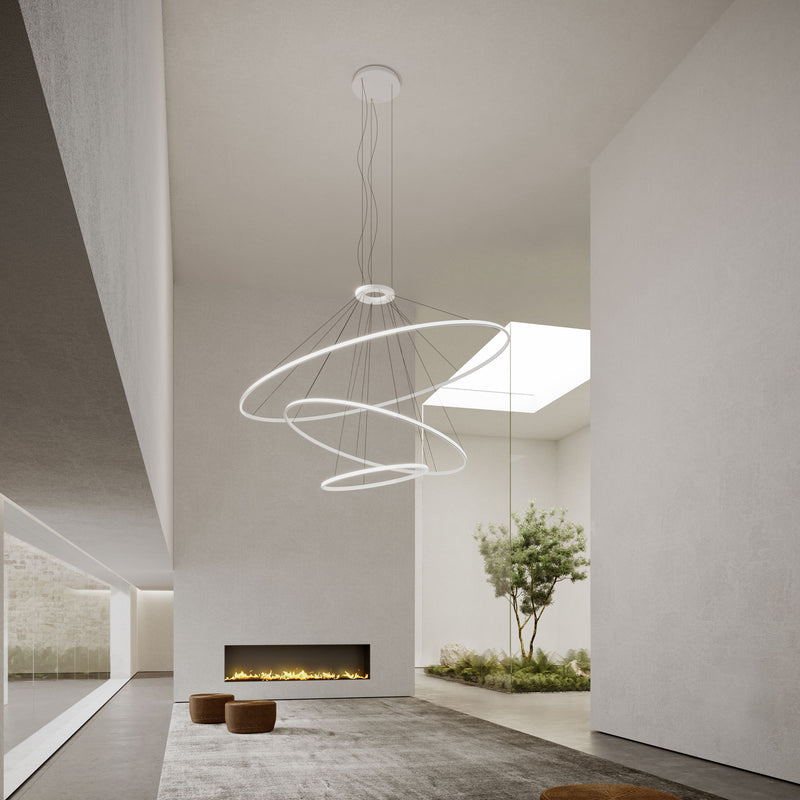 Circular Downward 3 Rings (ø2000 ø1200 ø600) Pendant | 190.0W 3000K CRI92 | White | CS4H-00W9AZOS14