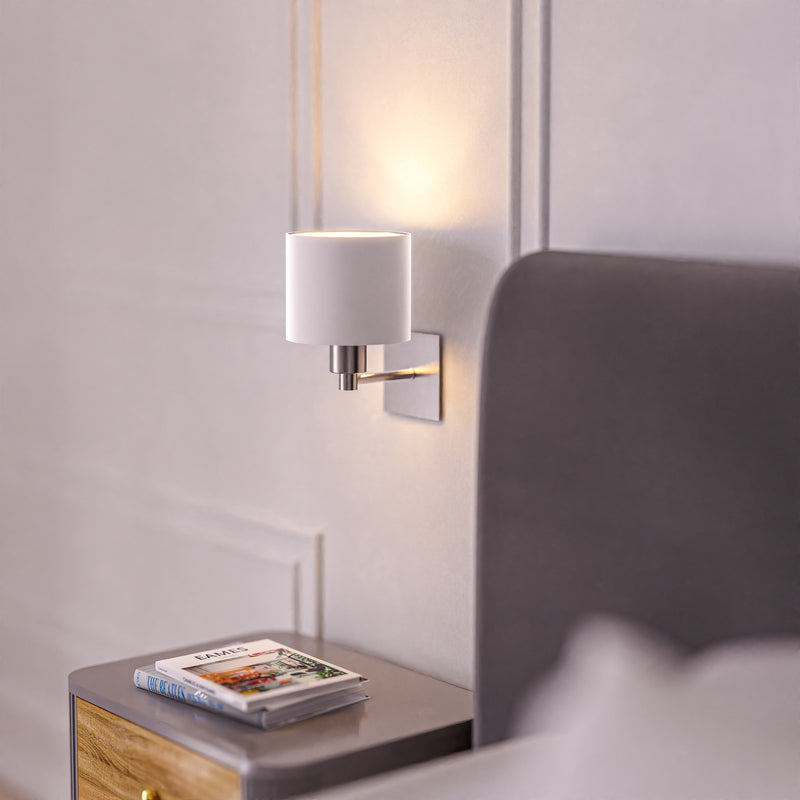 DE-0003-SAT, READING LIGHTS LYON E27 15W SATIN NICKEL, Satin nickel, White