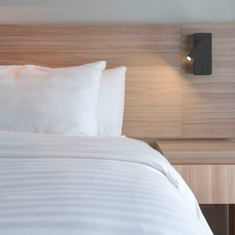 DE-0116-NEG, WALL FIXTURE COLO LED 3.4W LED WARM-WHITE 3000K ON-OFF BLACK 184, Black, Transparent