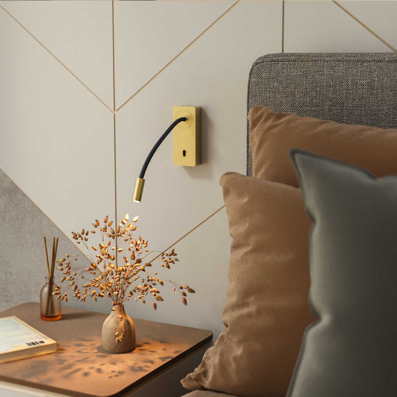 DE-0117-ORO, READING LIGHTS MINE LED 2.1W LED WARM-WHITE 3000K ON-OFF GOLD 107LM, Gold, Transparent