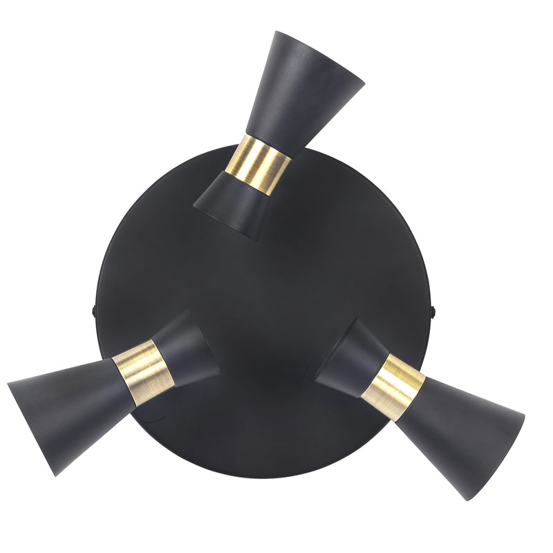 DE-0173-NEG, CEILING FIXTURE EUFO TRIPLEX GU10 8W BLACK GOLD, Black, Gold