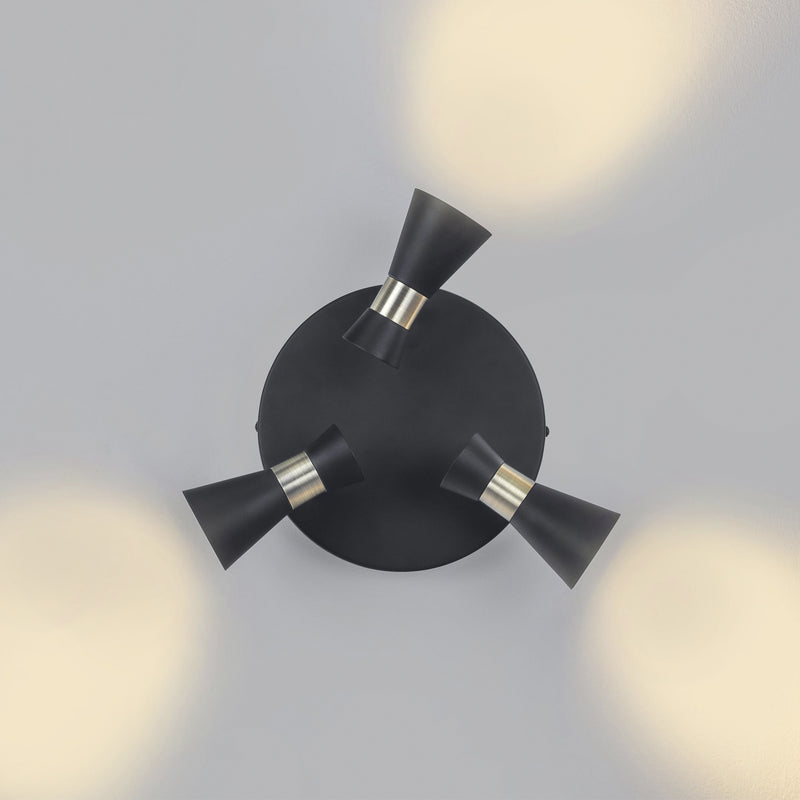 DE-0173-NEG, CEILING FIXTURE EUFO TRIPLEX GU10 8W BLACK GOLD, Black, Gold