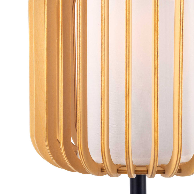DE-0200-NAT, TABLE LAMP VIVA E27 15W BLACK LIGHT WOOD, Black, Light wood, White