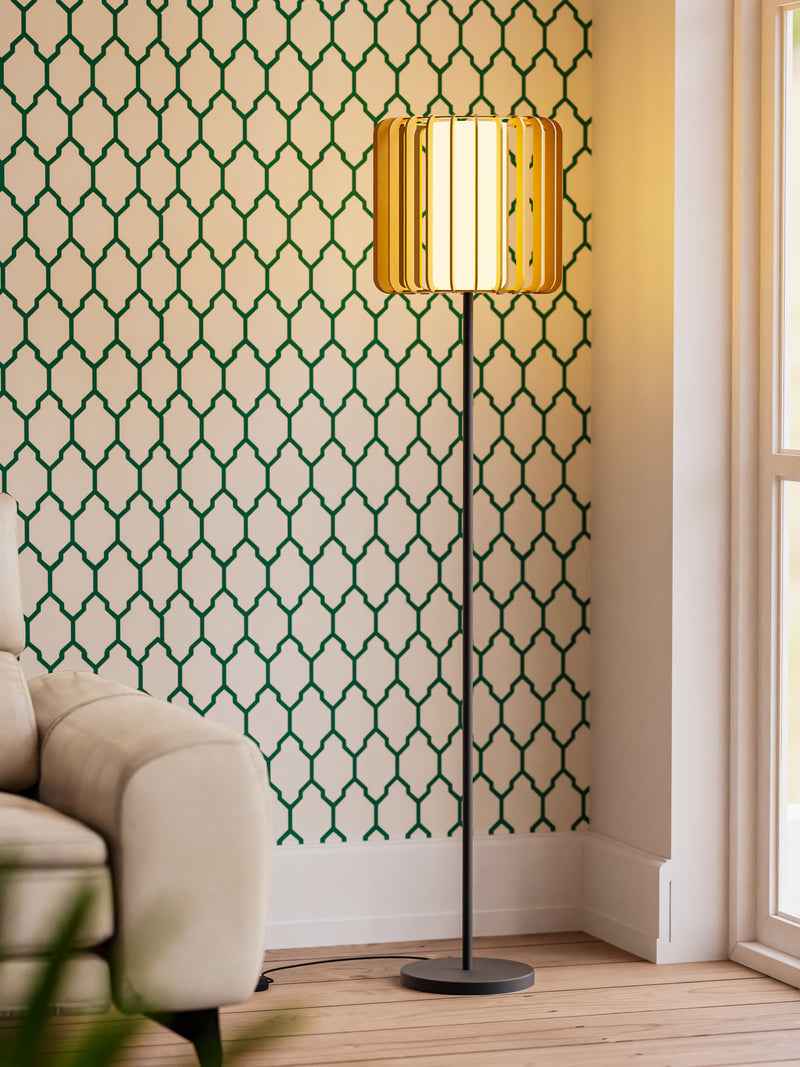 FLOOR LAMP VIVA E27 15W BLACK LIGHT WOOD