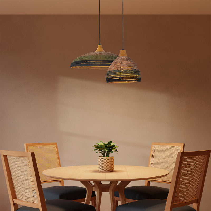 DE-0202-NAT, PENDANT KORG E27 15W LIGHT WOOD BLACK, Light wood, Black