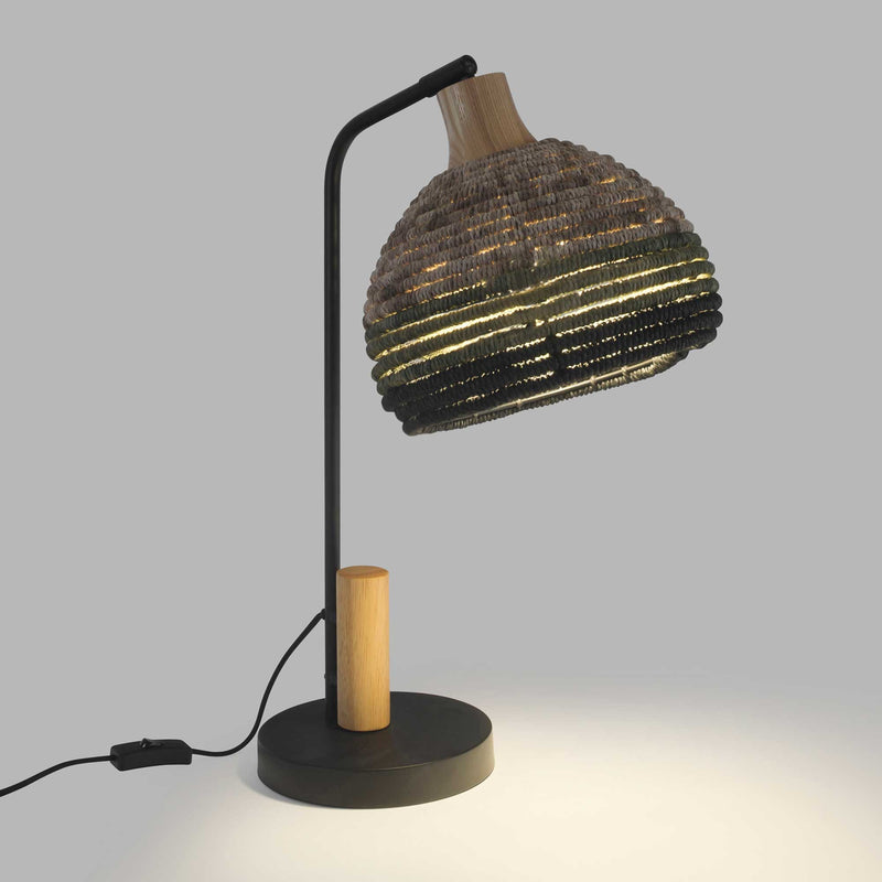 DE-0212-NAT, TABLE LAMP KORG E27 15W LIGHT WOOD BLACK, Light wood, Black