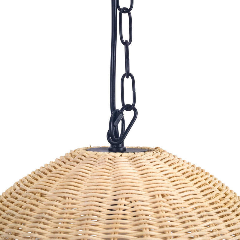 DE-0213-NAT, PENDANT CORTIC E27 15W BLACK NATURAL RATTAN, Black, Natural rattan