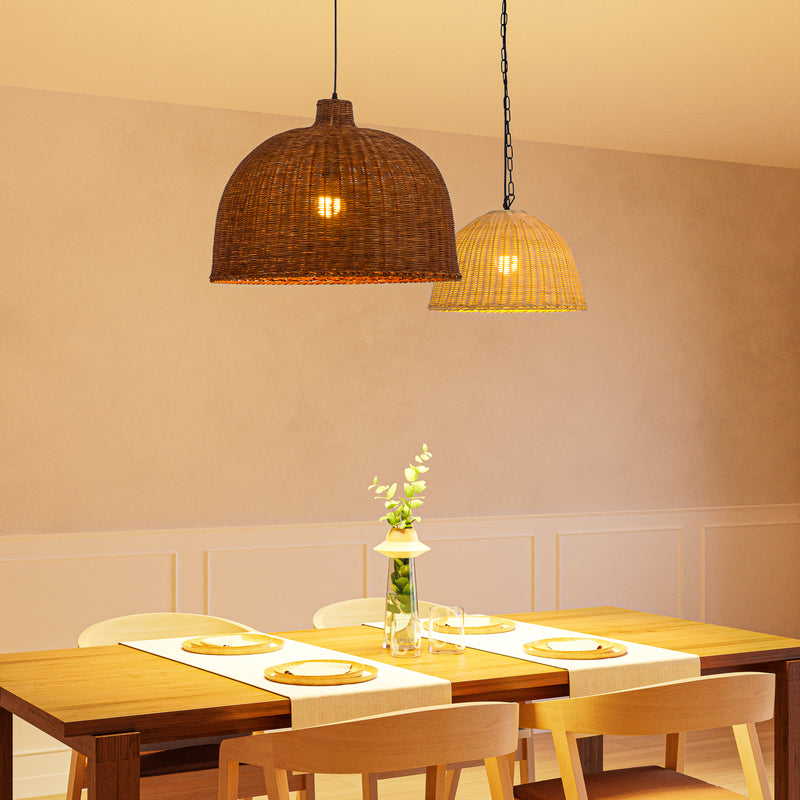 PENDANT CORTIC E27 15W BLACK NATURAL RATTAN