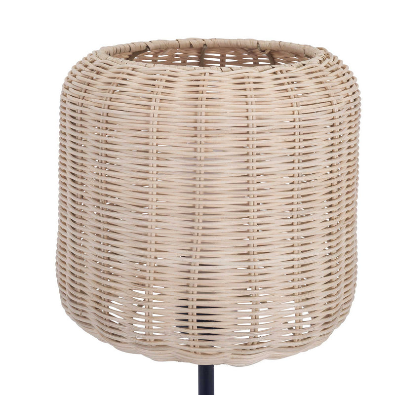 DE-0215-NAT, TABLE LAMP CORTIC E27 15W BLACK NATURAL RATTAN, Black, Natural rattan