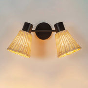 SPOTLIGHTS SERIES NATURE DOUBLE E27 BLACK NATURAL RATTAN