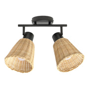 SPOTLIGHTS SERIES NATURE DOUBLE E27 BLACK NATURAL RATTAN