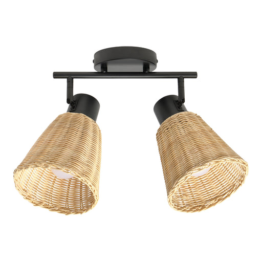 SPOTLIGHTS SERIES NATURE DOUBLE E27 BLACK NATURAL RATTAN