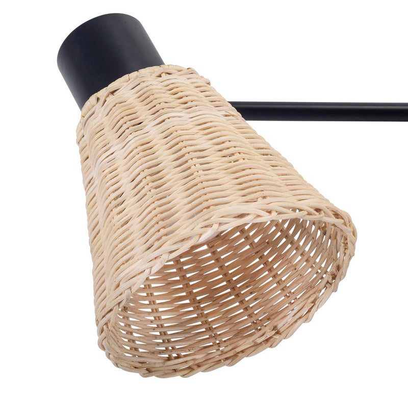 DE-0220-NAT, SPOTLIGHTS SERIES NATURE DOUBLE E27 BLACK NATURAL RATTAN, Black, Natural rattan, crom