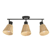 SPOTLIGHTS SERIES NATURE TRIPLEX E27 BLACK NATURAL RATTAN