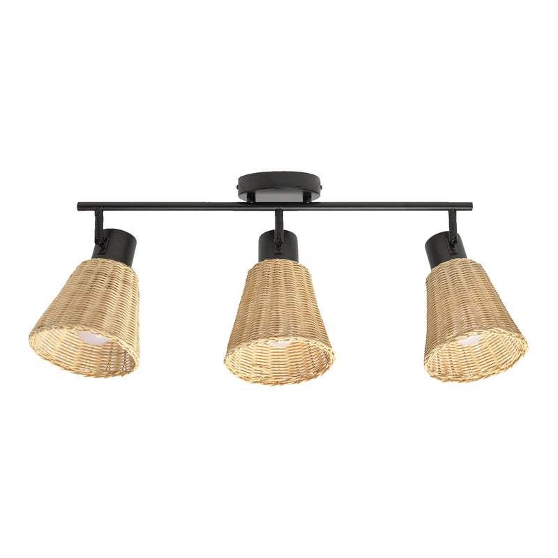 SPOTLIGHTS SERIES NATURE TRIPLEX E27 BLACK NATURAL RATTAN