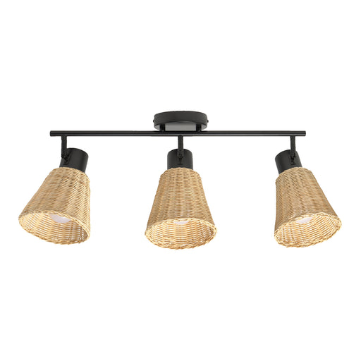 SPOTLIGHTS SERIES NATURE TRIPLEX E27 BLACK NATURAL RATTAN