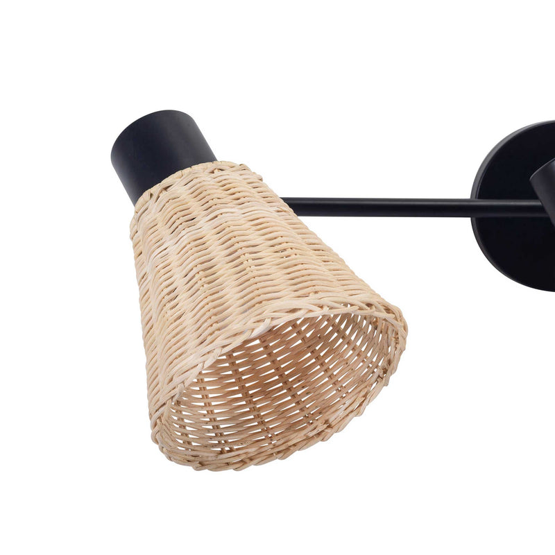 SPOTLIGHTS SERIES NATURE 4 BODIES E27 BLACK NATURAL RATTAN