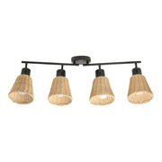 SPOTLIGHTS SERIES NATURE 4 BODIES E27 BLACK NATURAL RATTAN
