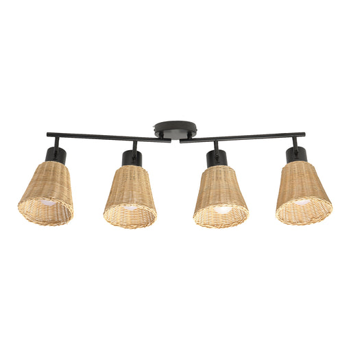 SPOTLIGHTS SERIES NATURE 4 BODIES E27 BLACK NATURAL RATTAN